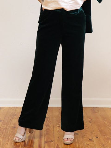 Velvet Wide Leg Pant Hunter Green