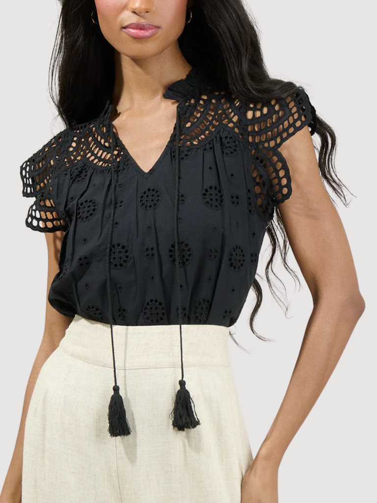 Finna Lace Tassel Tie Top