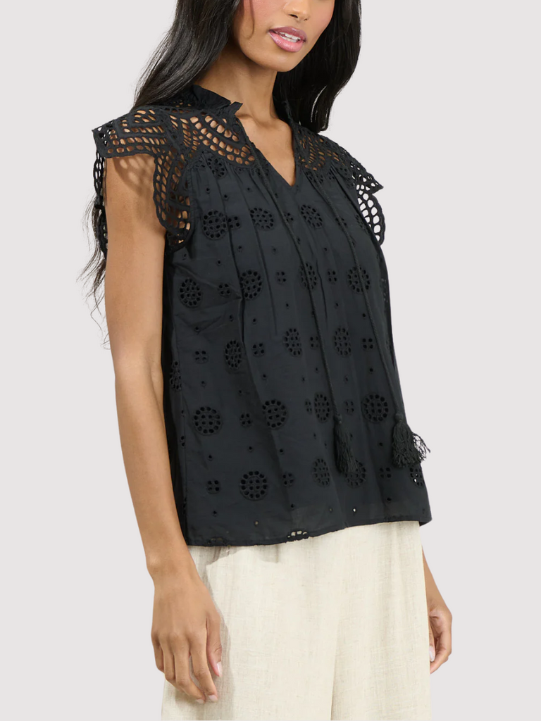 Finna Lace Tassel Tie Top