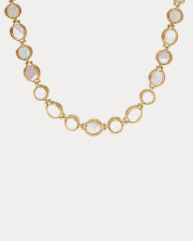 Gold Hammered Pearl Necklace