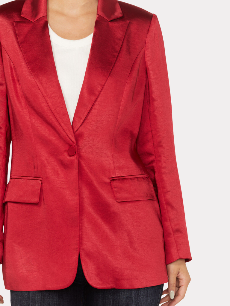 Satin Blazer Red