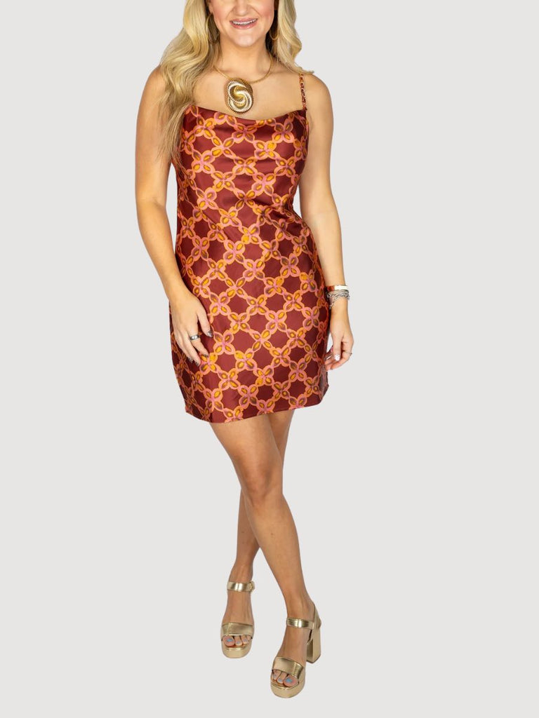 Retro Print Midi Dress