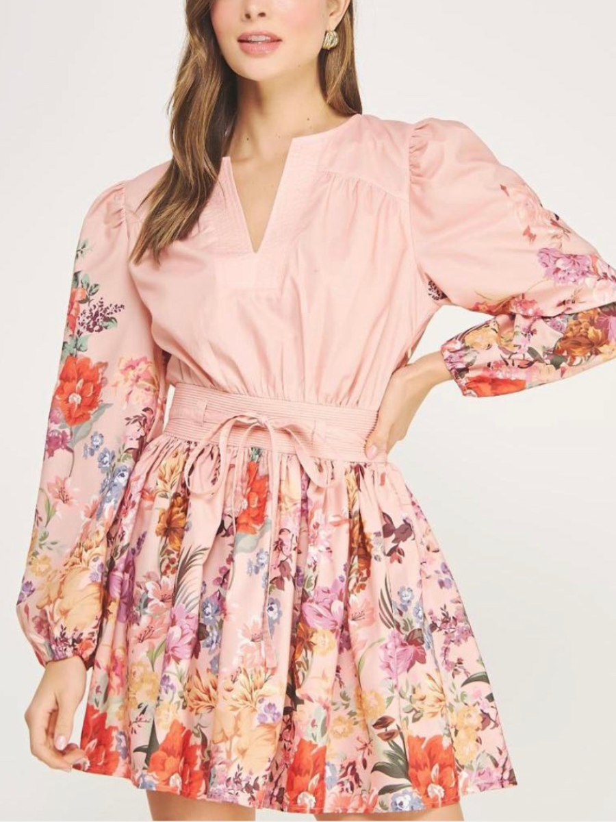 leona mini dress blush Garden Floral Mini Medium