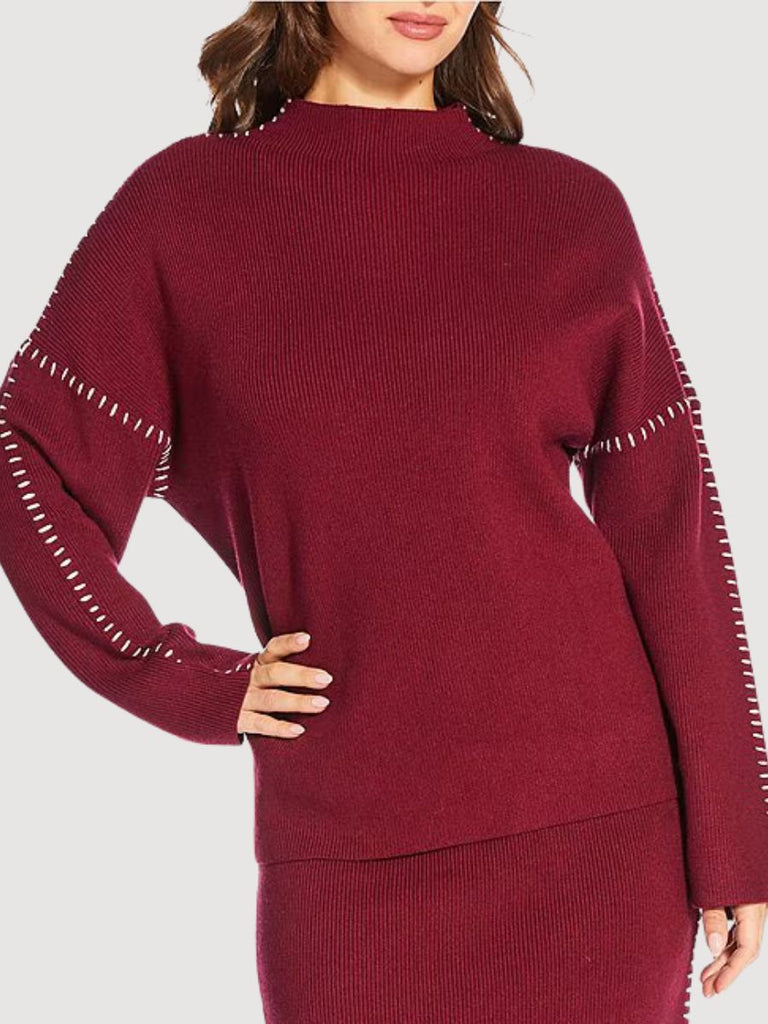 Burgundy Stitch Sweater