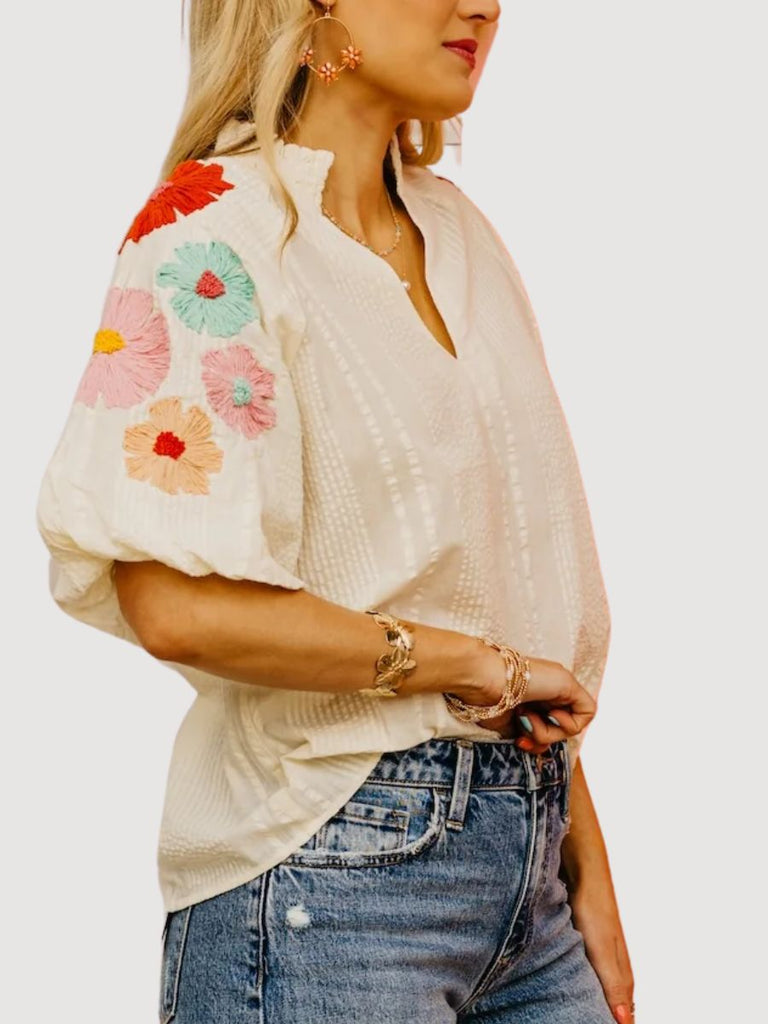 Embroidered Bloom Blouse