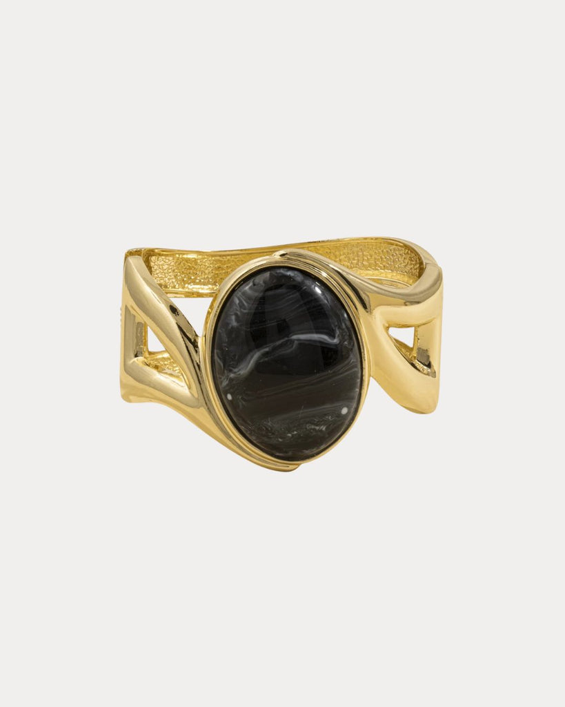 Oval Loop Cabochon Cuff Bracelet Black