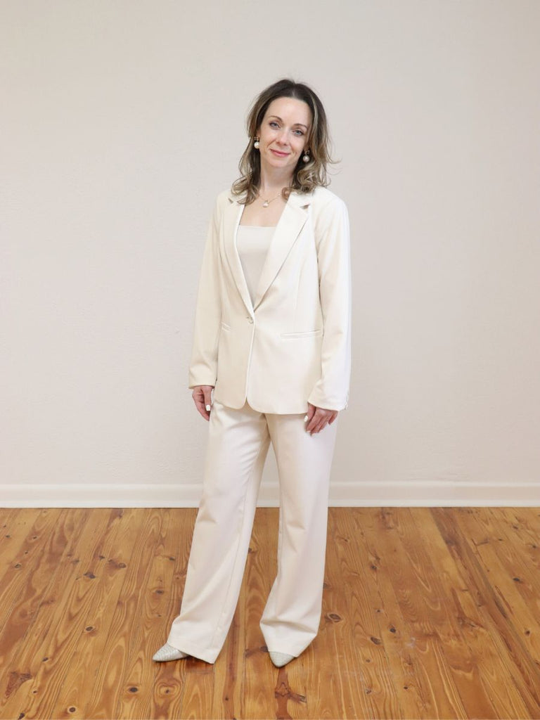 Tailored Single Button Blazer Cream