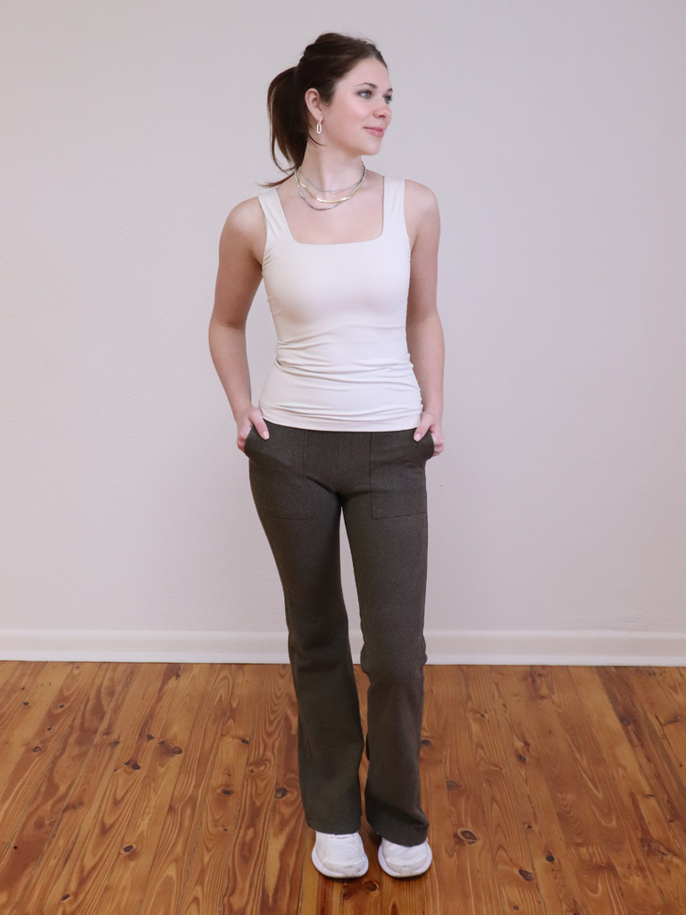 Butter Fabric Square Tank Pearl