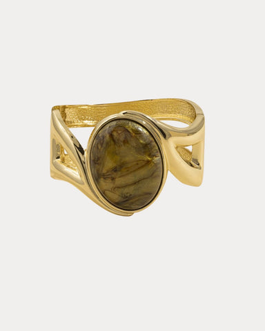 Square Cabochon Cuff Bracelet Olive