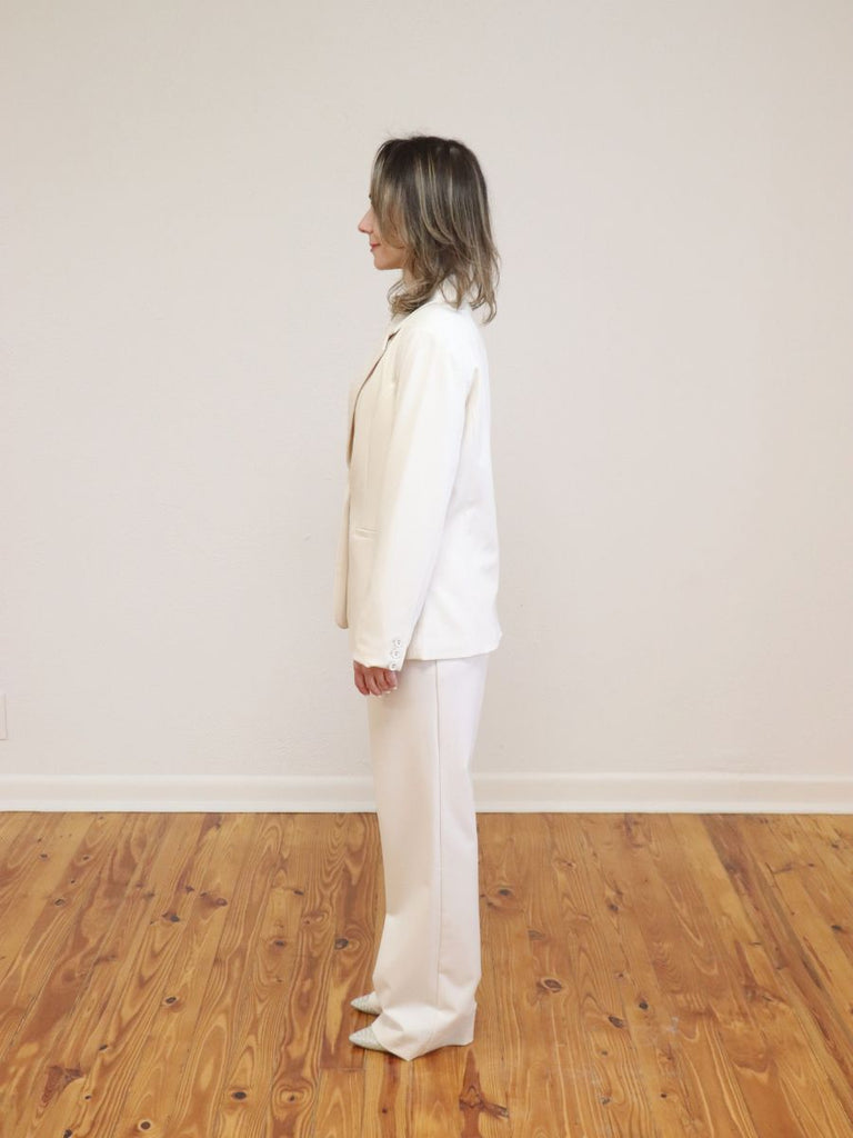 Tailored Single Button Blazer Cream