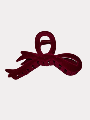 Velvet Bow Clip Wine