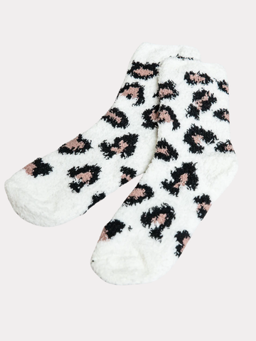 Cozy Leopard Socks Ivory