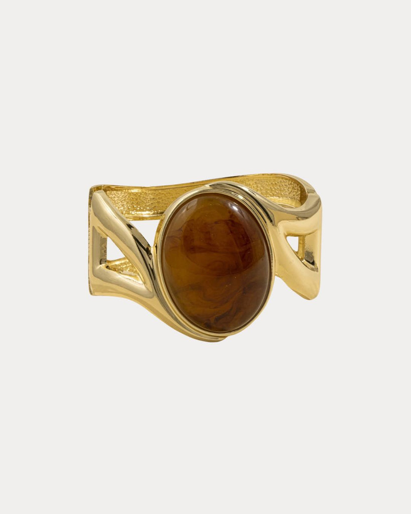 Square Cabochon Cuff Bracelet Amber