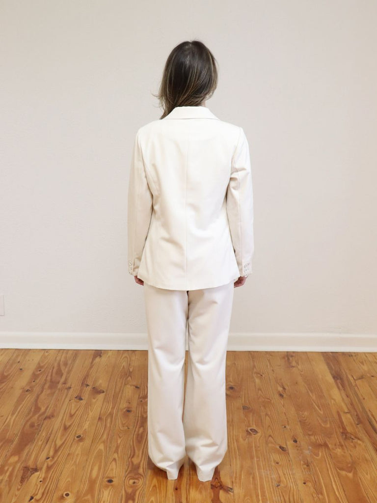 Tailored Single Button Blazer Cream