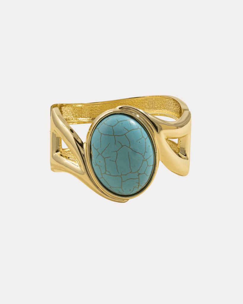Oval Loop Cabochon Cuff Bracelet Blue