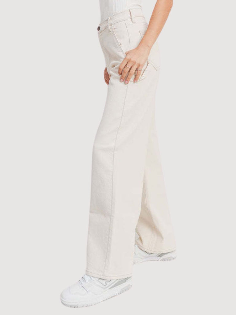 Mid-Rise Slim Wide Leg Off White