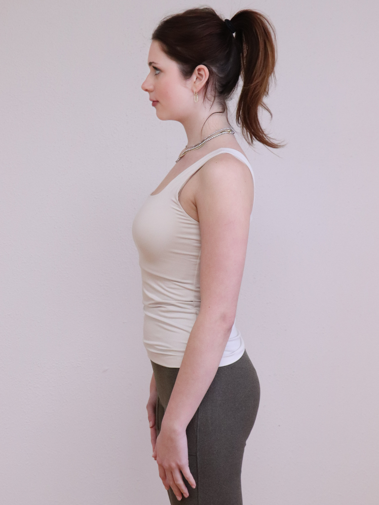 Butter Fabric Square Tank Pearl