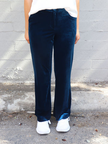 Velvet Wide Leg Pant Teal