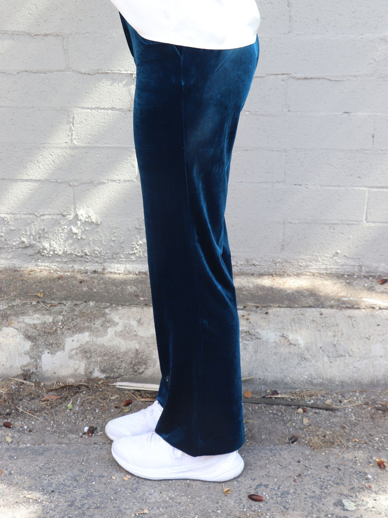 Velvet Wide Leg Pant Teal