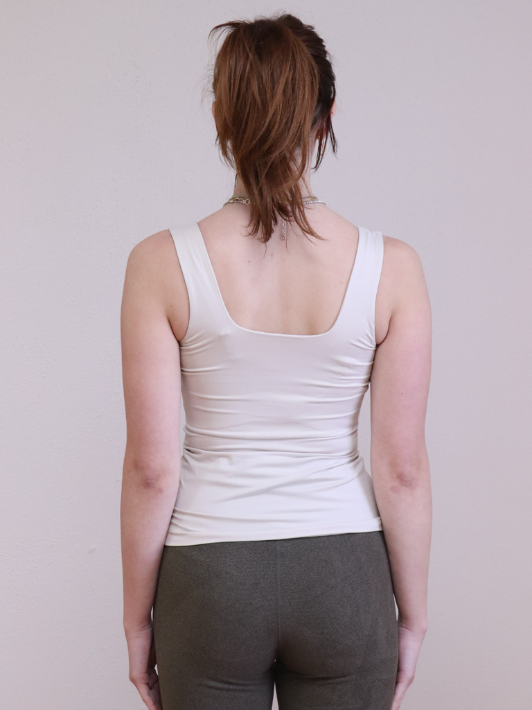 Butter Fabric Square Tank Pearl