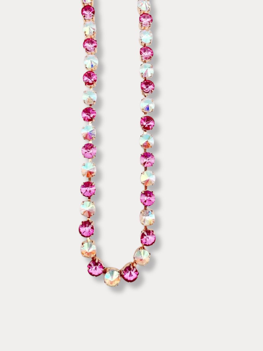Myra Pink Gem Necklace Leona - Main Image