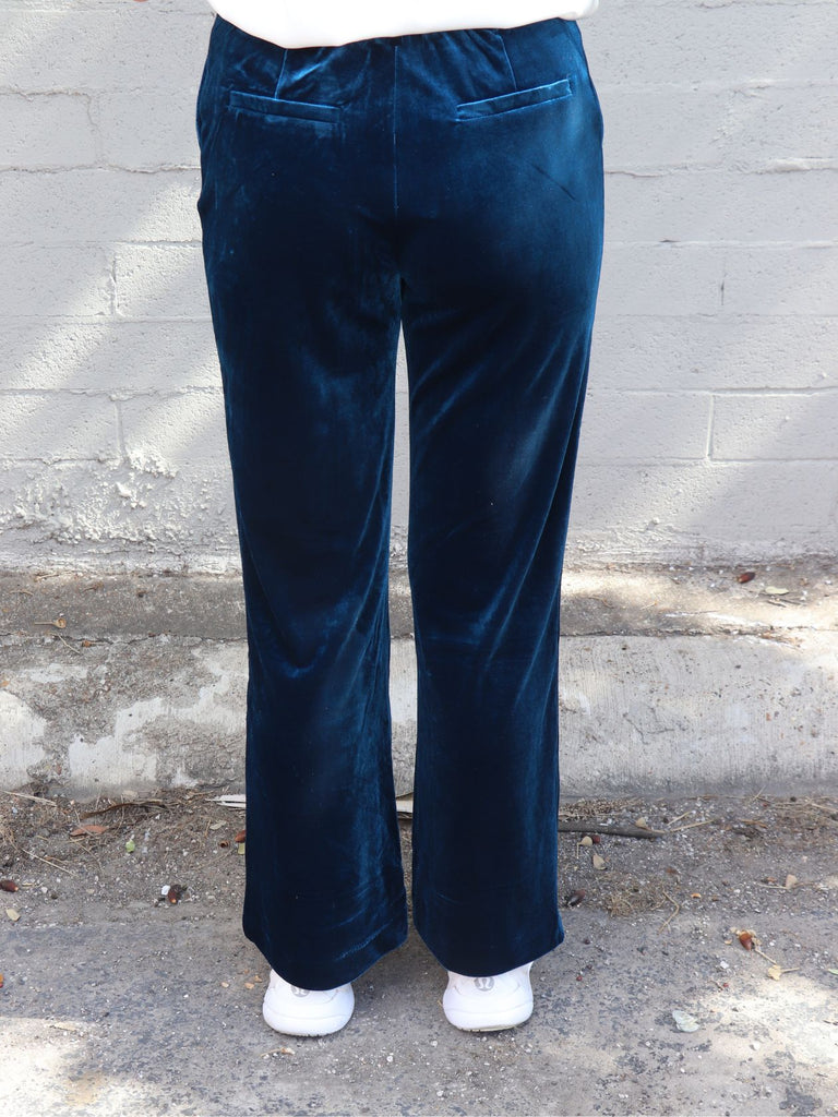 Velvet Wide Leg Pant Teal