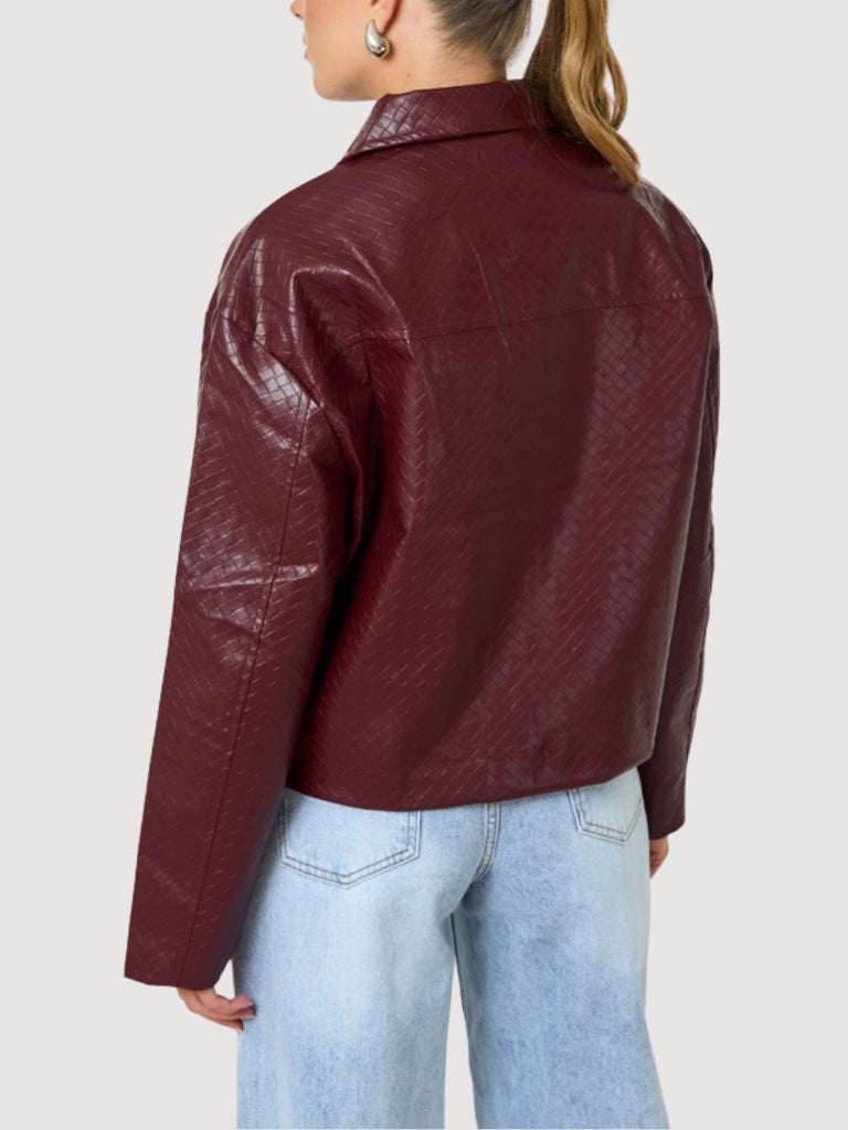 Woven Faux Leather Jacket