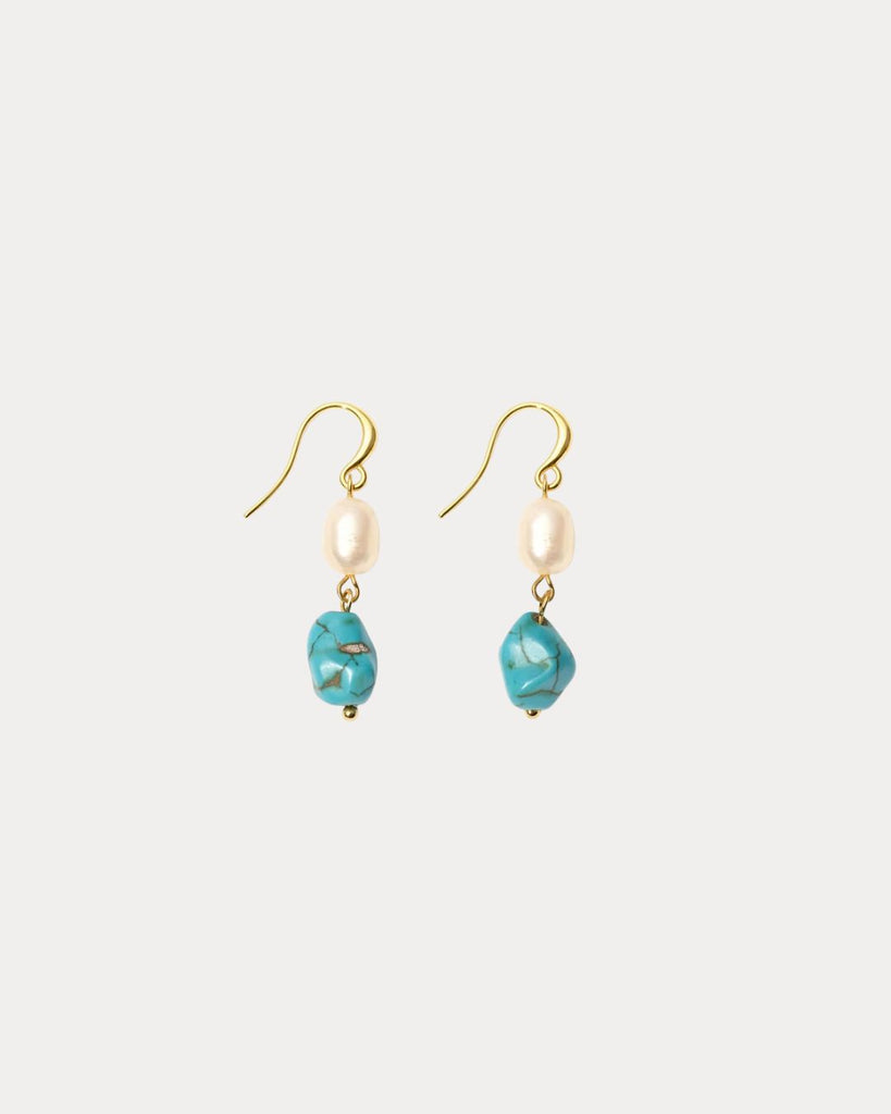 Teal & White Stone Earrings