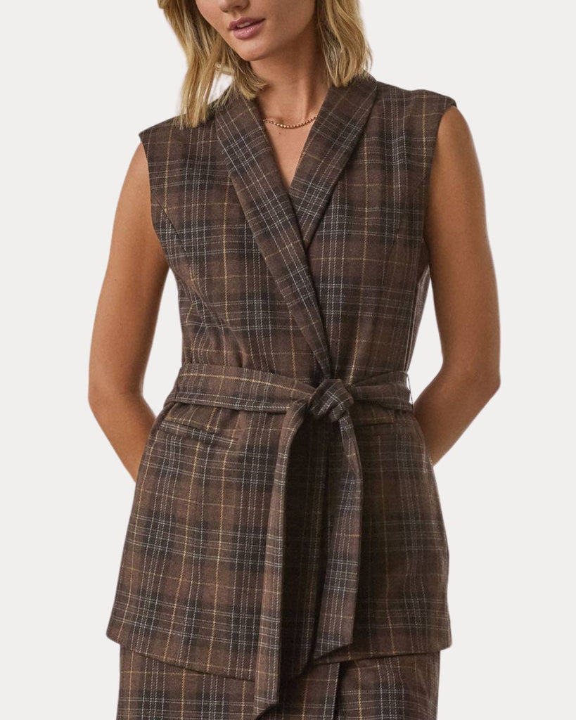 Brown Plaid Vest