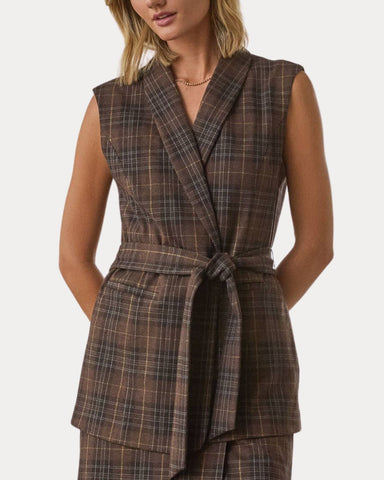 Brown Plaid Vest