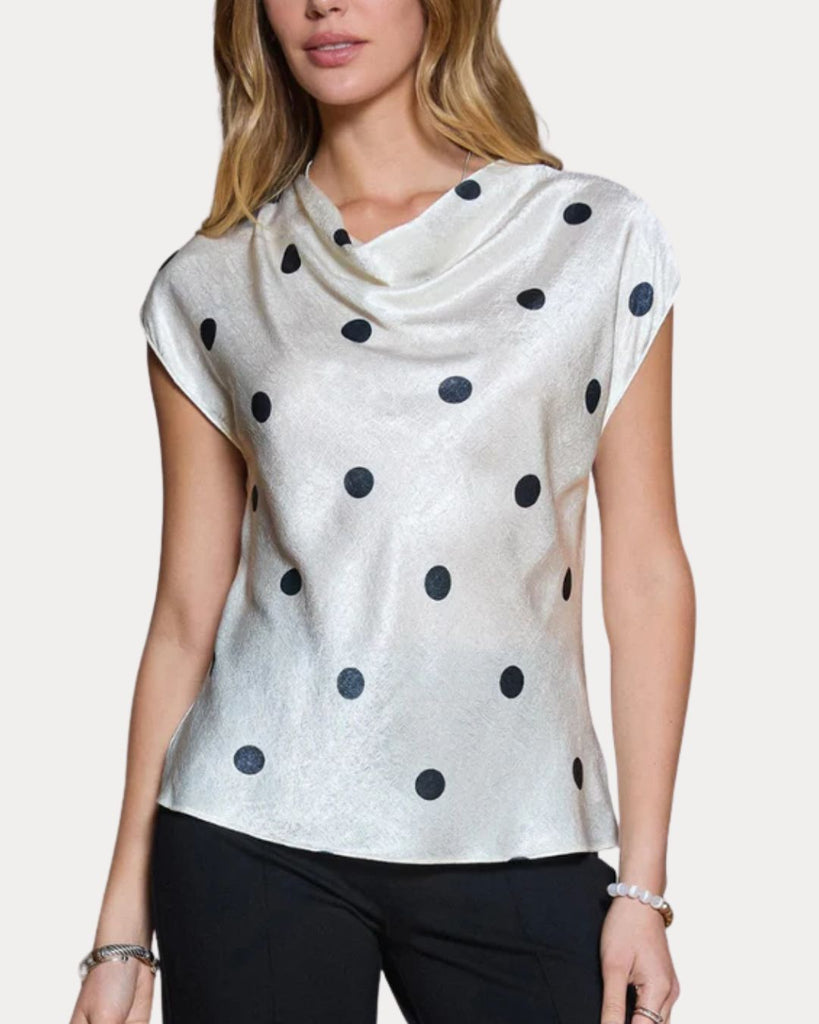 Polka Dot Satin Effect Blouse