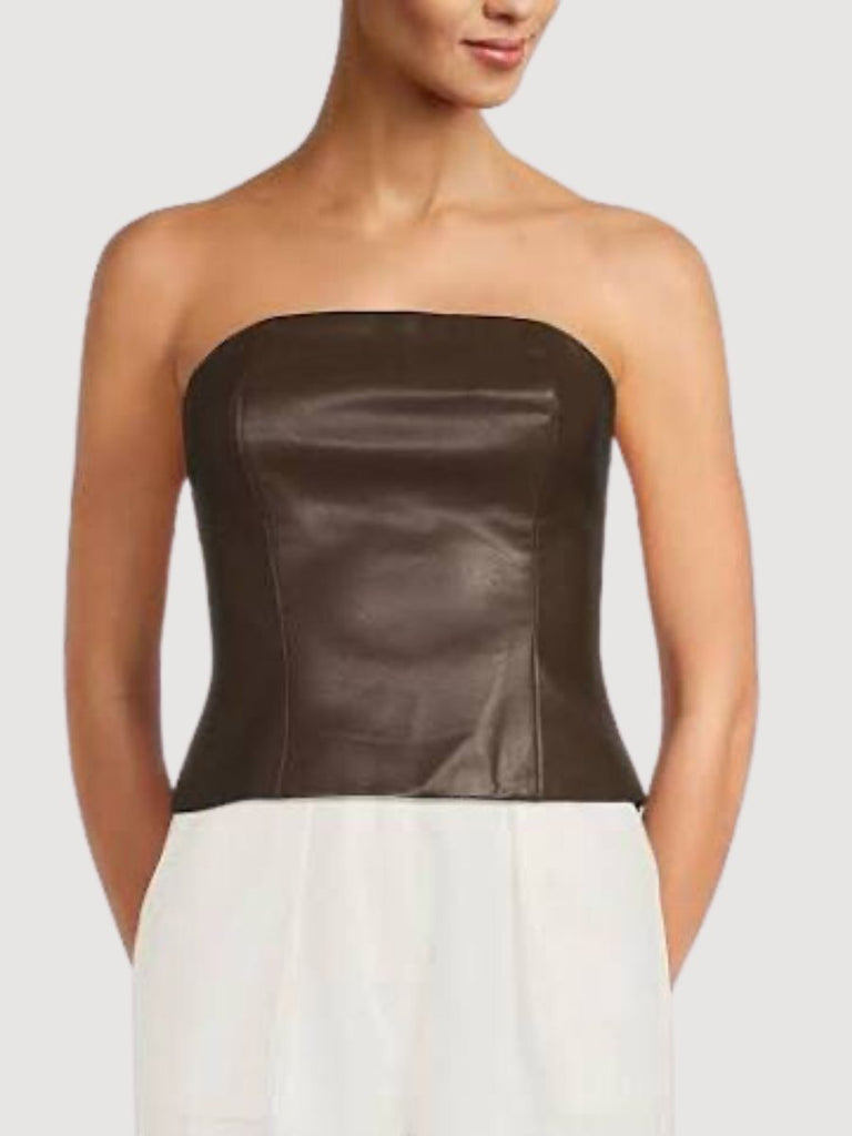 Reina Faux Leather Tube Top
