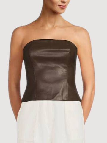 Reina Faux Leather Tube Top