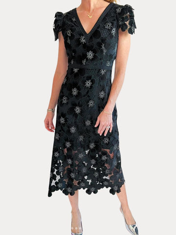 Mia Crochet Lace Midi Dress