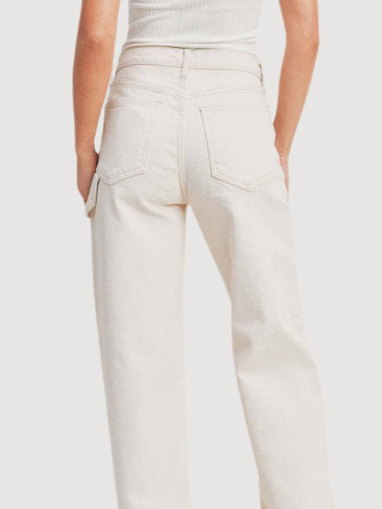 Mid-Rise Slim Wide Leg Off White
