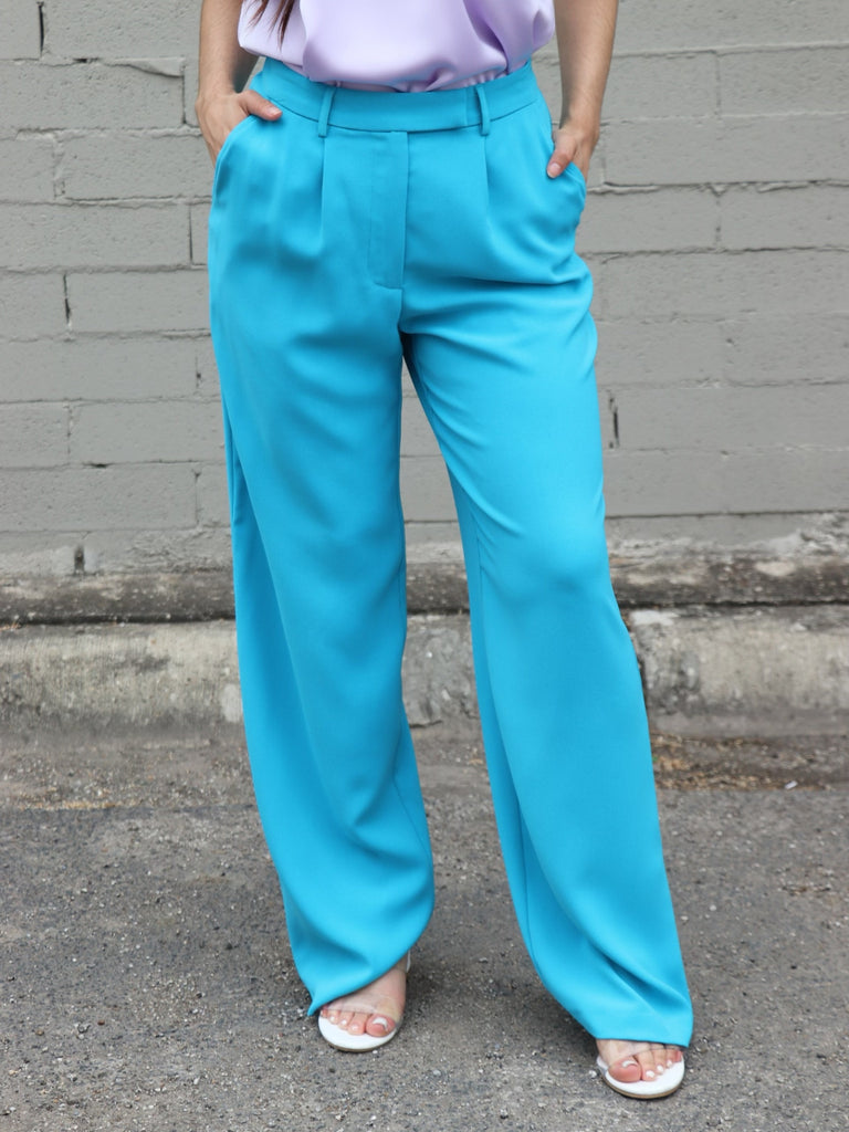 Pintuck Wide Leg Trouser Azure Blue