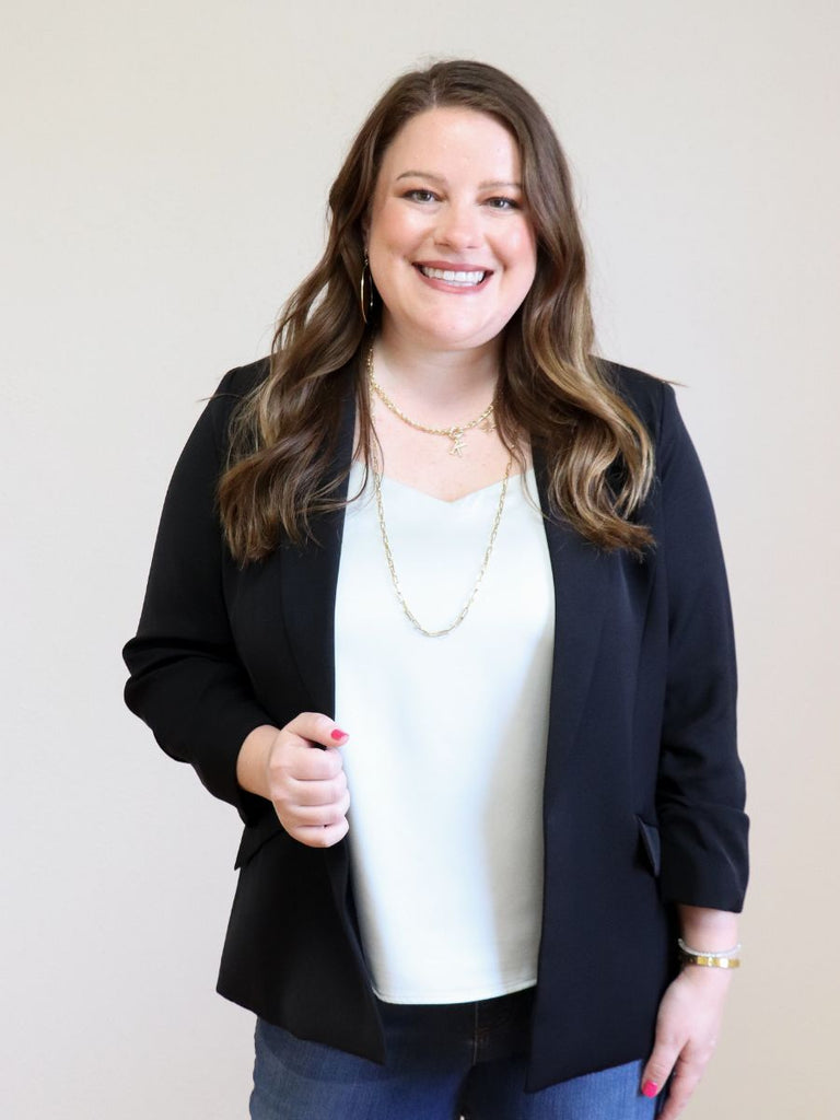 Shirred Sleeve Blazer Black