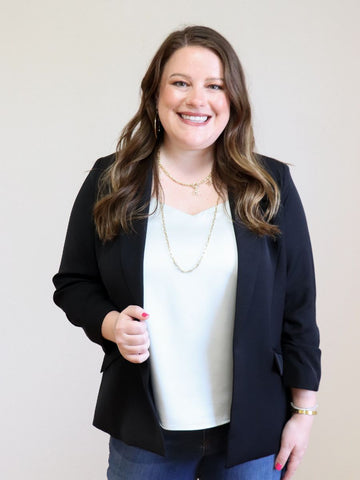 Shirred Sleeve Blazer Black