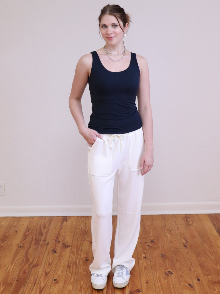 Butter Fabric Round Tank Nocturnal Navy