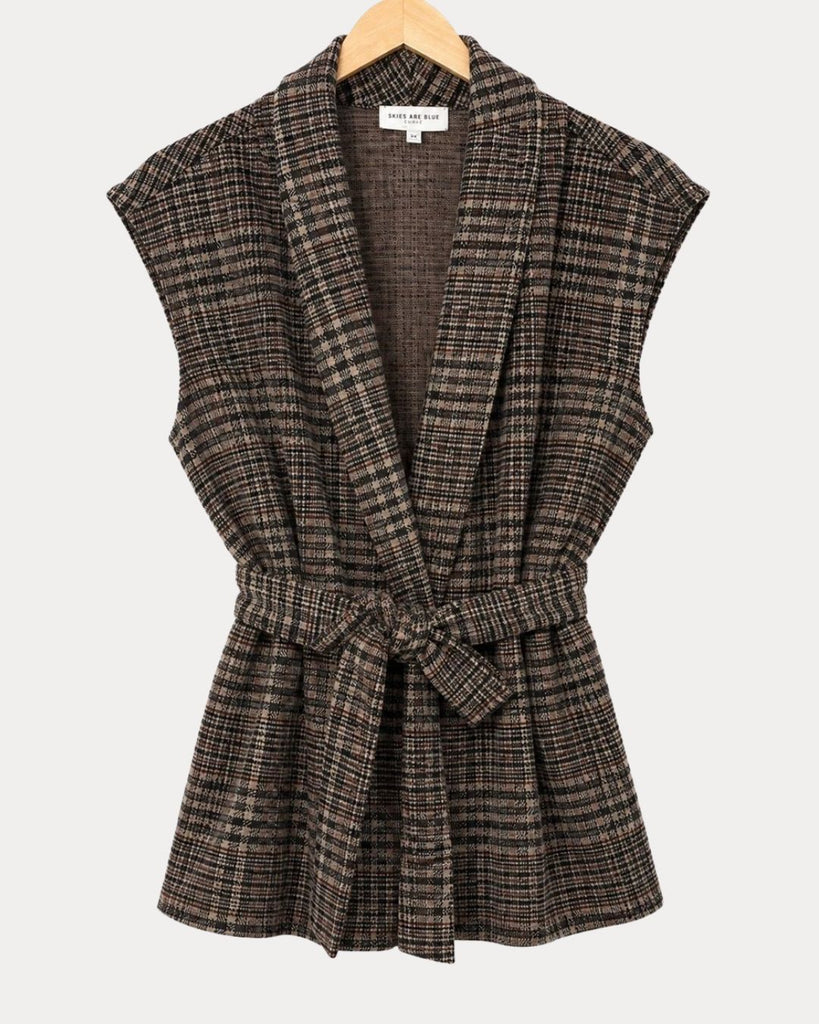Brown Plaid Vest