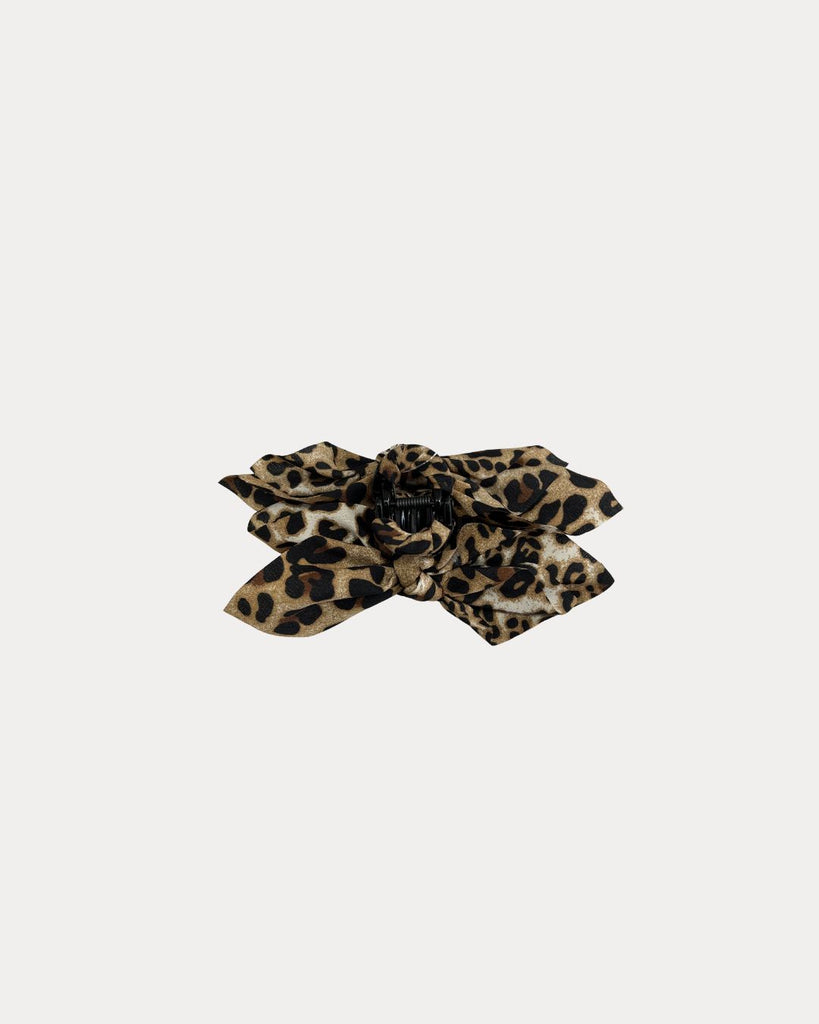 Leopard Bow Clip Brown