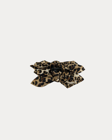 Leopard Bow Clip Brown