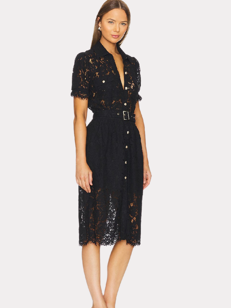 Carlini Lace Button Up Midi Dress