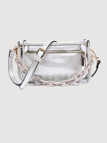 Jessica Silver Clear Crossbody