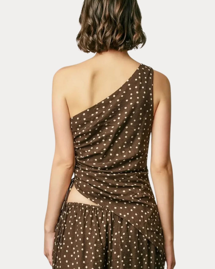One Shoulder Polka Dot