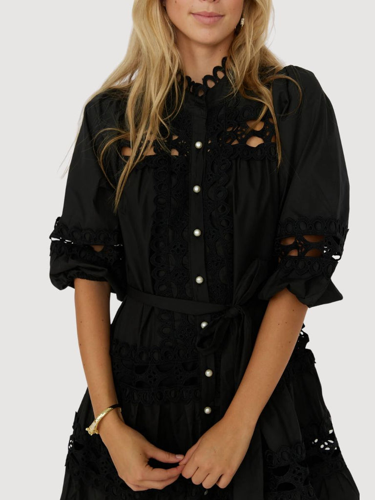 Black Eyelet Crawford Dress
