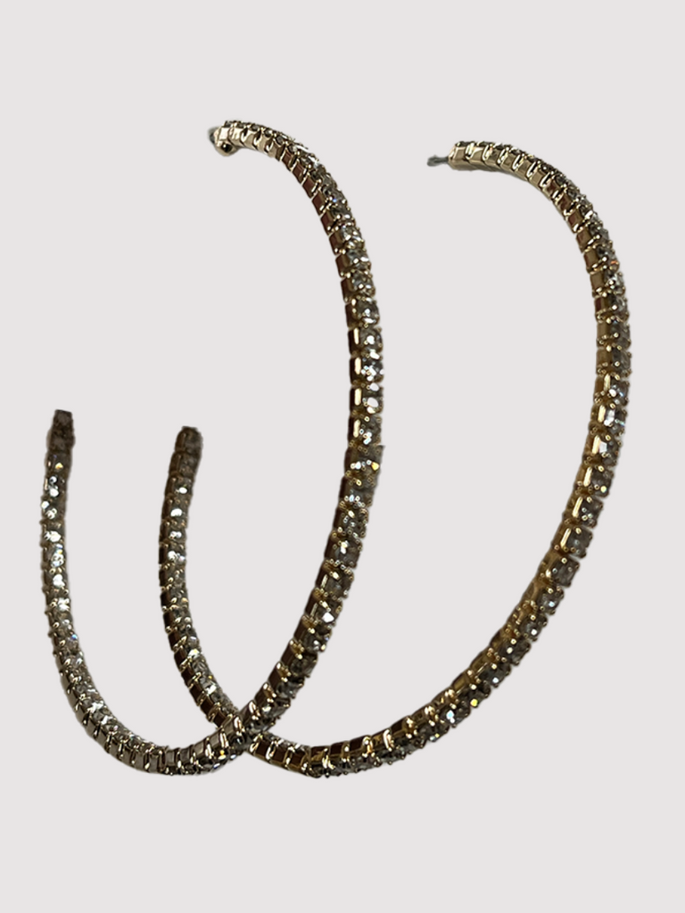 2" Rhinestone Hoops Gold