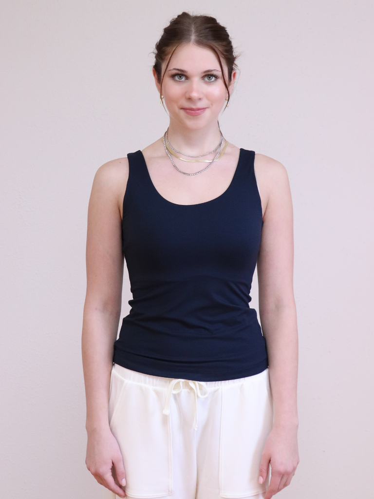 Butter Fabric Round Tank Nocturnal Navy