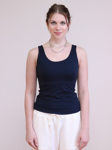 Butter Fabric Round Tank Nocturnal Navy