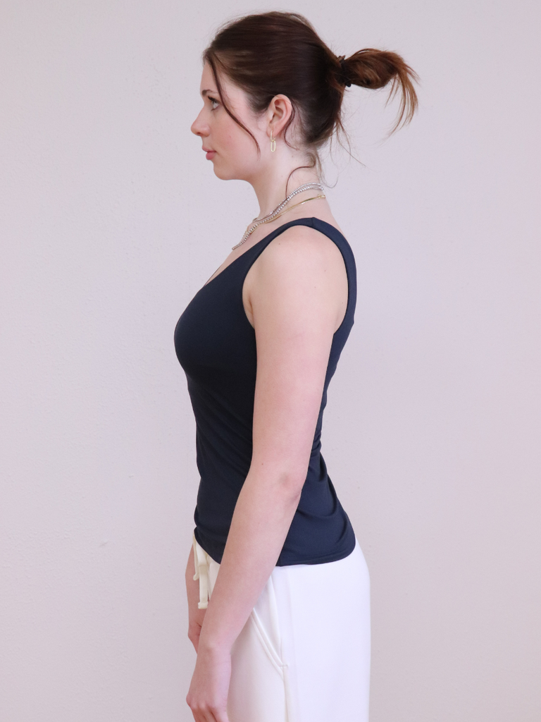 Butter Fabric Round Tank Nocturnal Navy